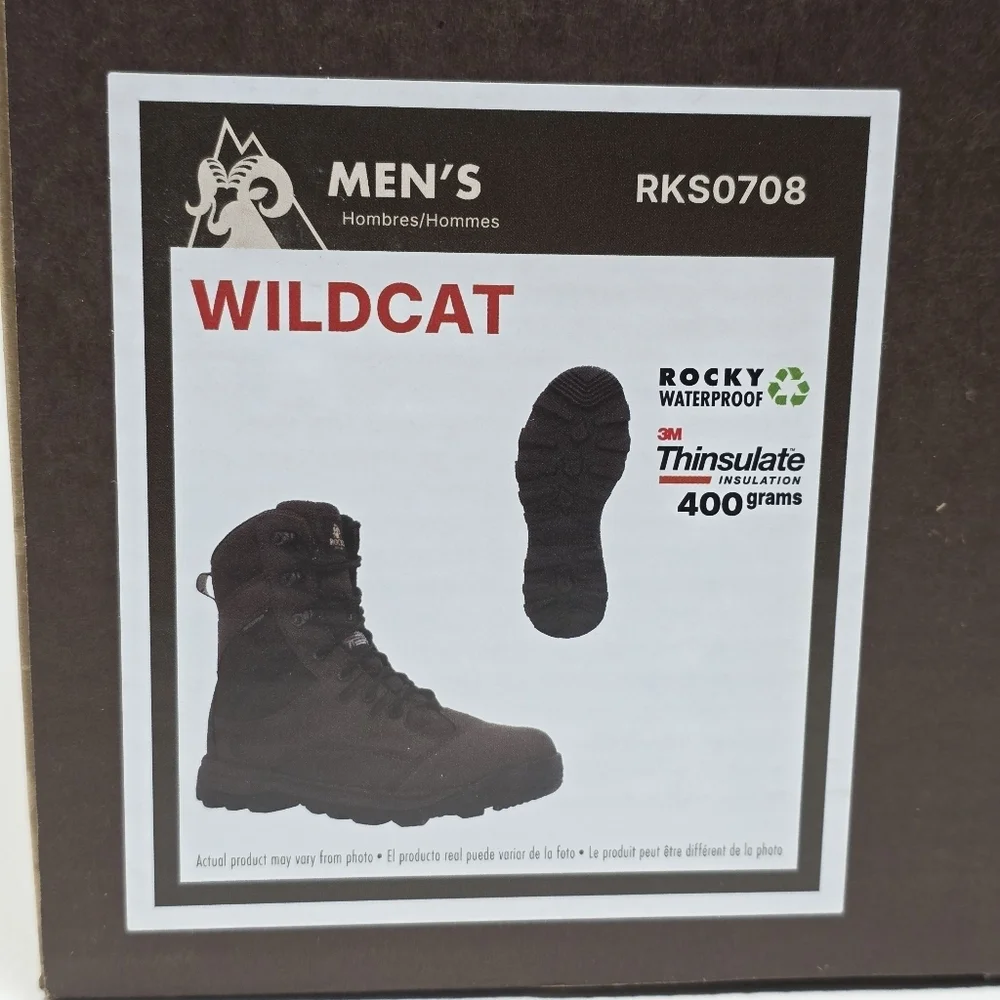 Rocky Wildcat Men’s Waterproof Hunting Boots Size 9M Brown 400G Insulated New